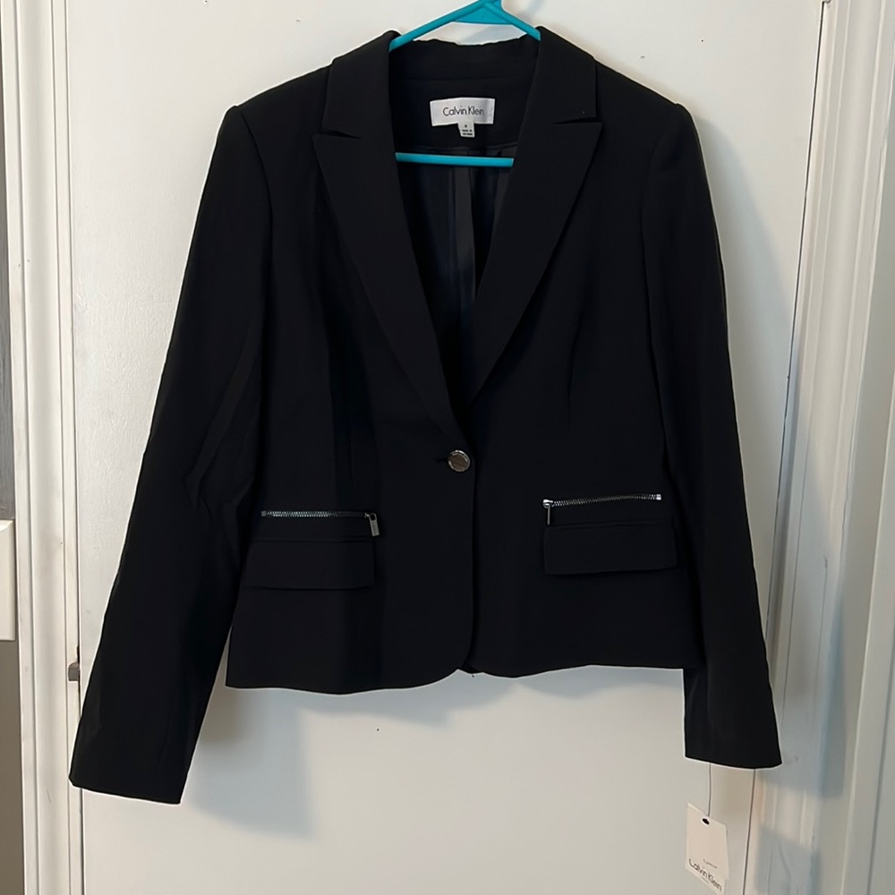 Calvin Klein Navy Blue Blazer Size 8 NWT